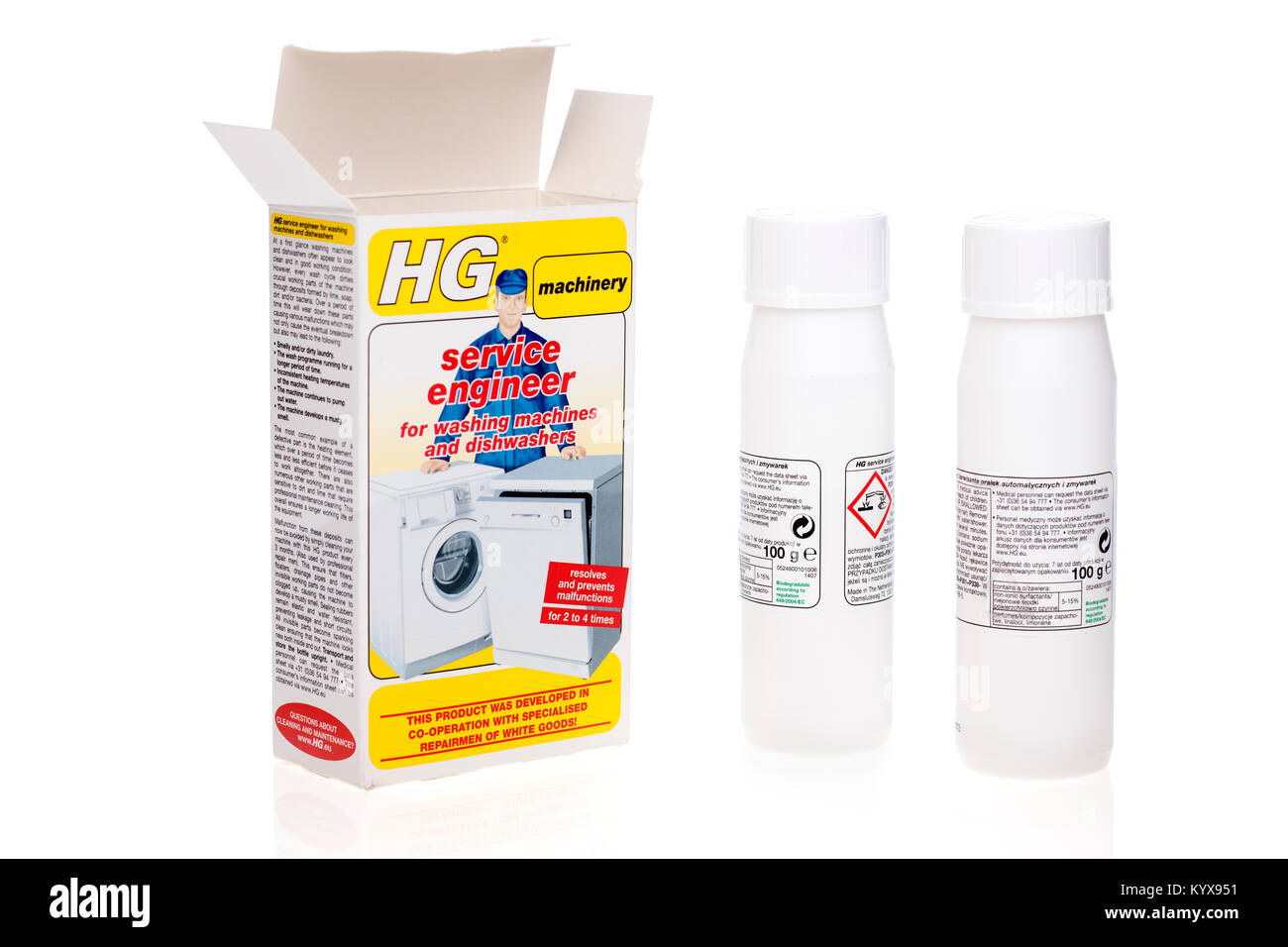 HG Machinery service liquid for protecting and cleaning washing machines and dishwashers Stock