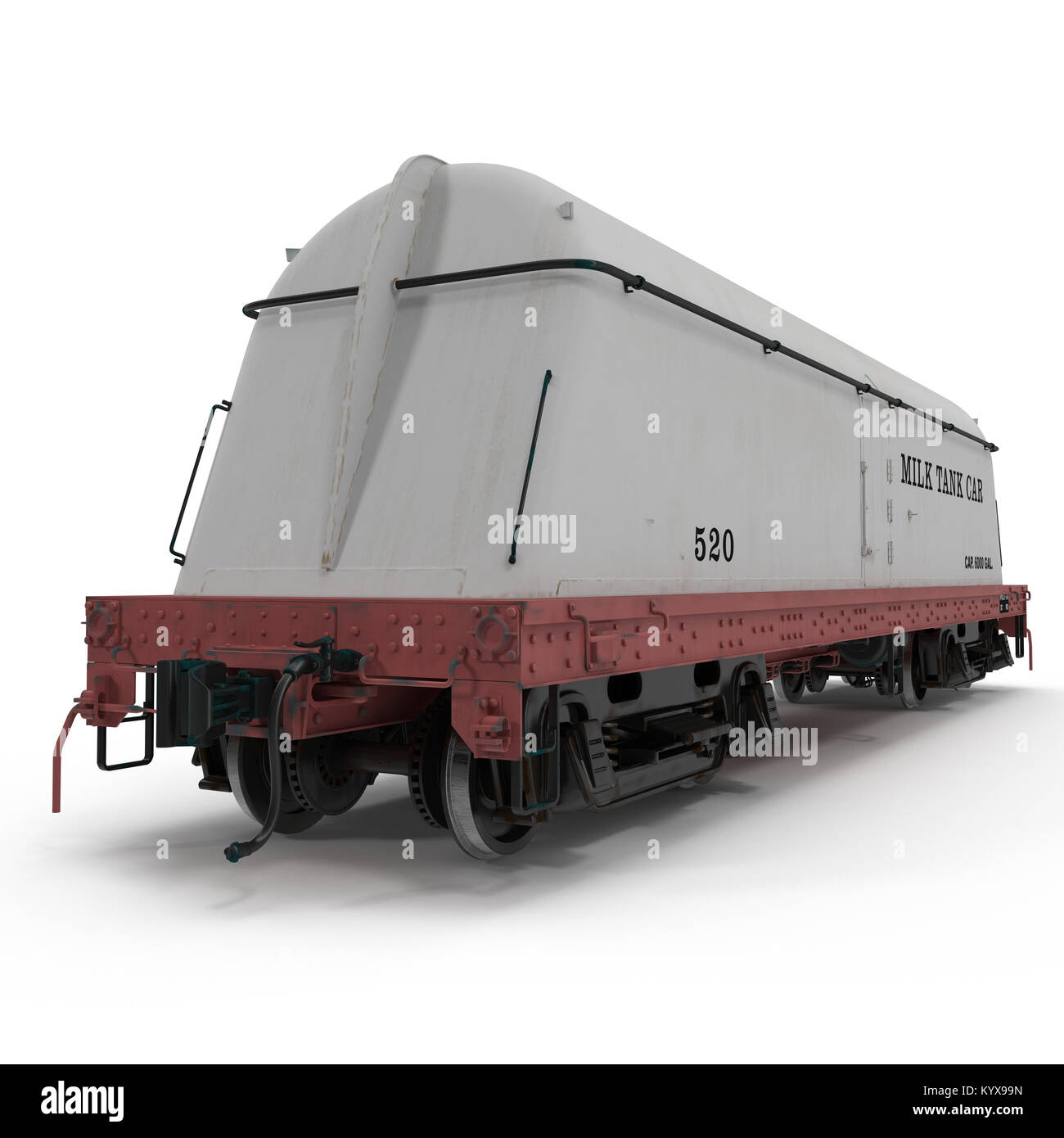 railroad tank cars for milk isolated. 3D illustration Stock Photo