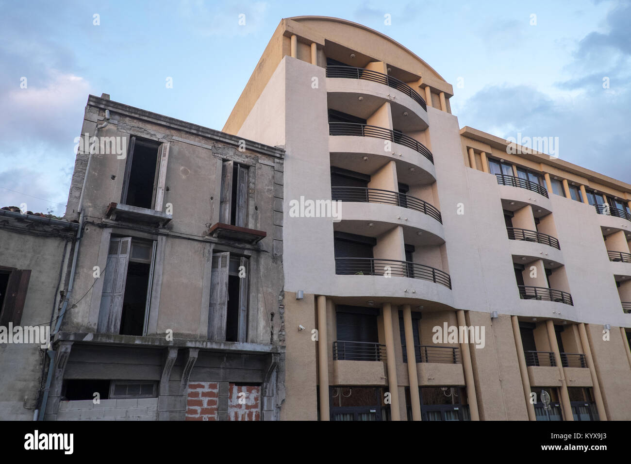 Traditional and modern residential,Modern,hotel,and,traditional,house,housing,in,centre,of,Carcassonne,Aude,department,France,Europe, Stock Photo