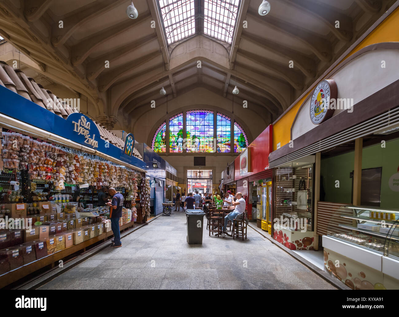Interior of Municipal Market (Mercado Municipal) in Downtown Sao Paulo - Sao Paulo, Brazil Stock Photo