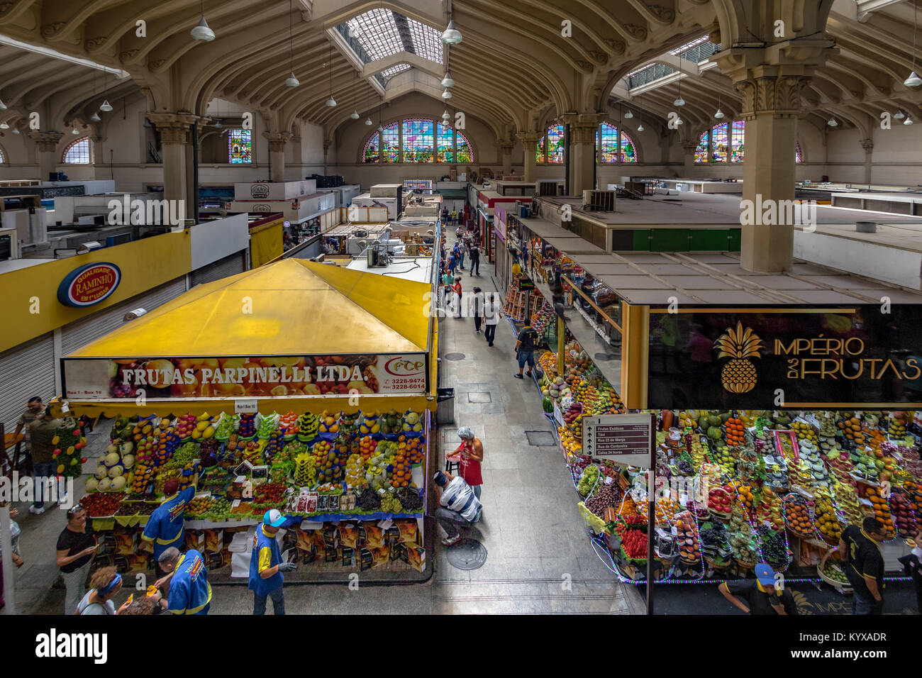 Interior of Municipal Market (Mercado Municipal) in Downtown Sao Paulo - Sao Paulo, Brazil Stock Photo