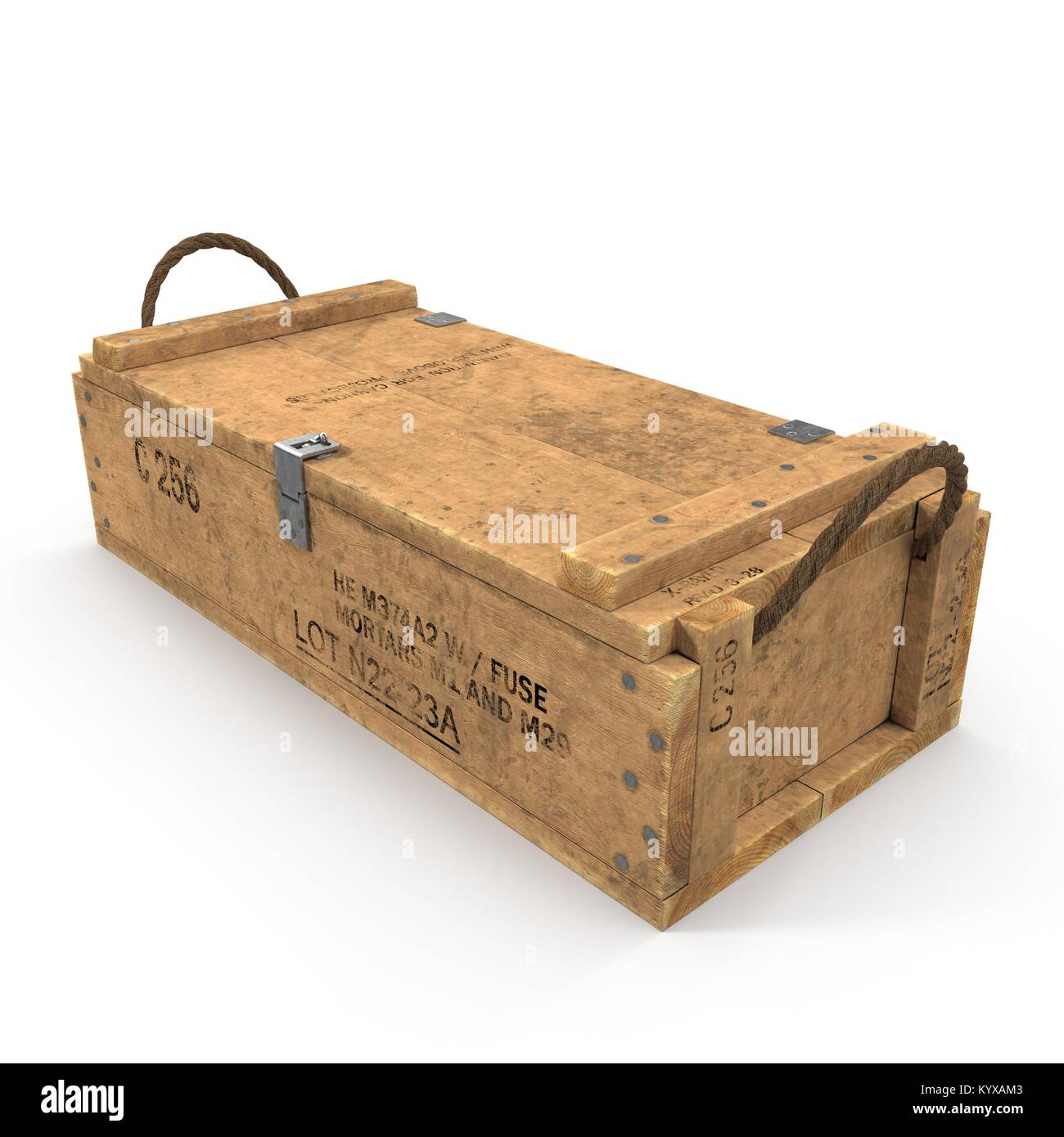 Old wooden ammo case on white. 3D illustration Stock Photo - Alamy