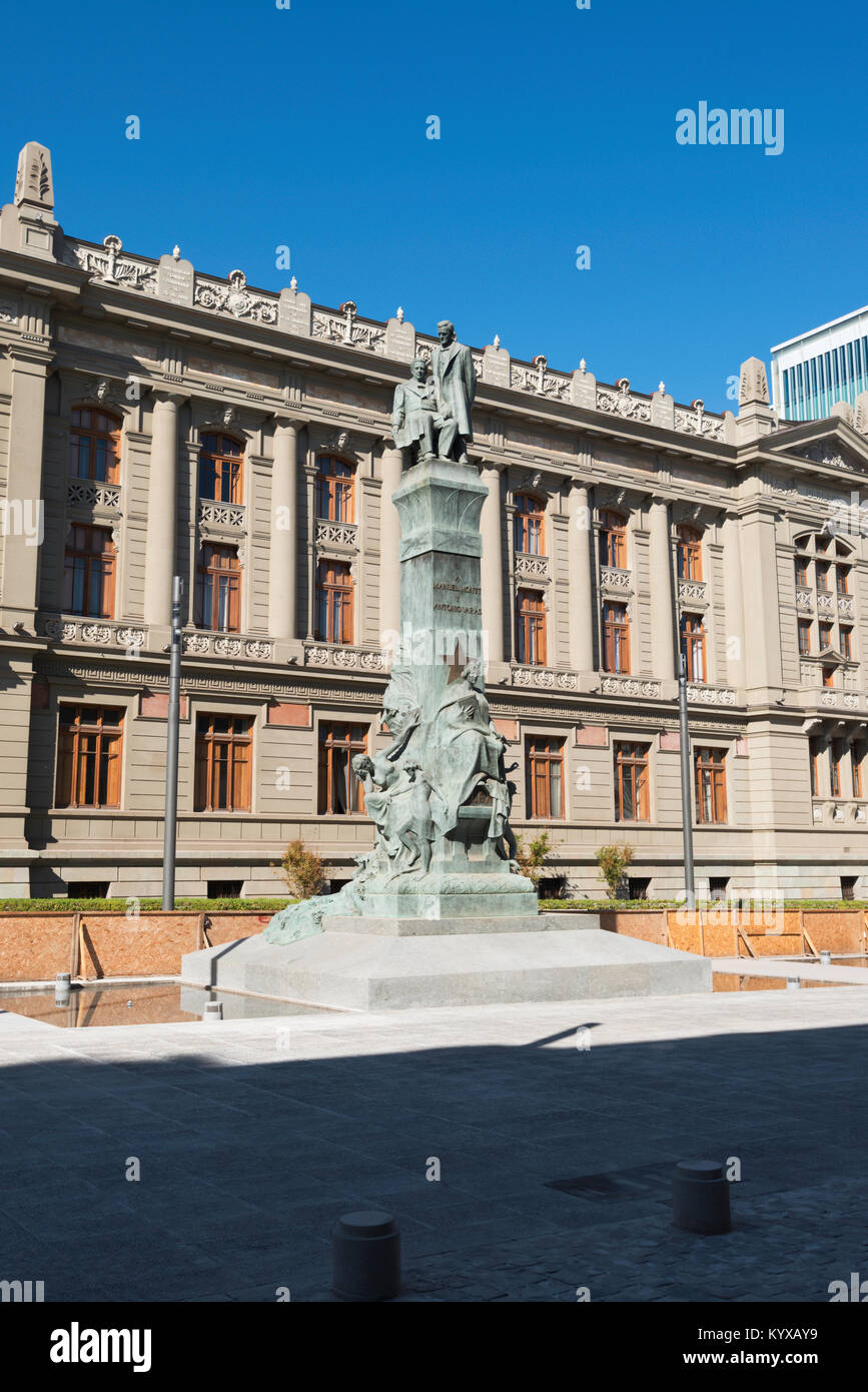 Monument to Manuel Montt and Antonio Varas, Courts of Justice Palace of Santiago of Chile Stock Photo