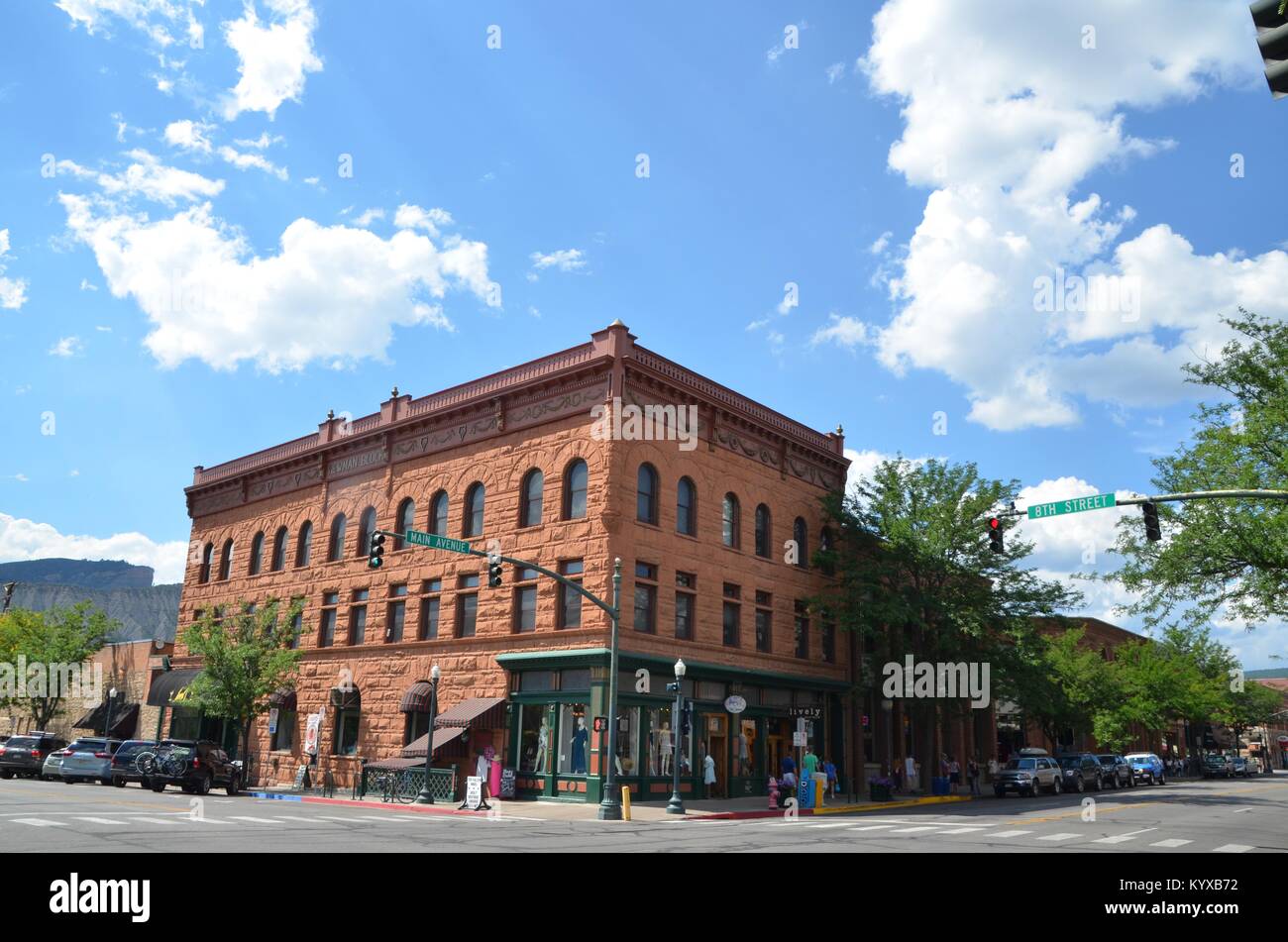 Red brick historic old west hotel durango colorado hires stock