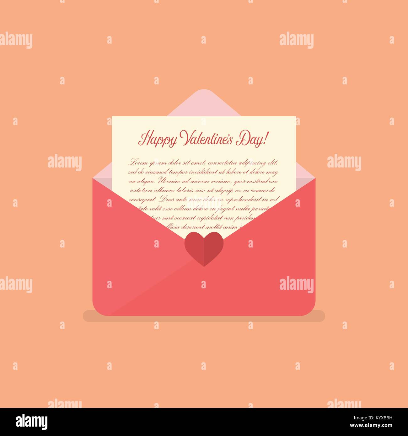 Happy Valentines day letter. Vector illustration Stock Vector Image ...