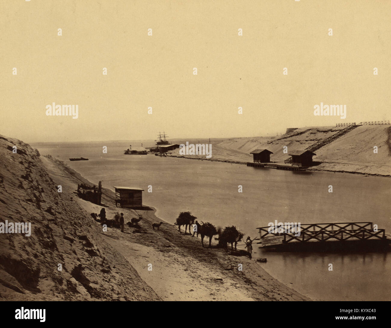 Suez Canal - Lake Timsah, from opp. the chalet Stock Photo