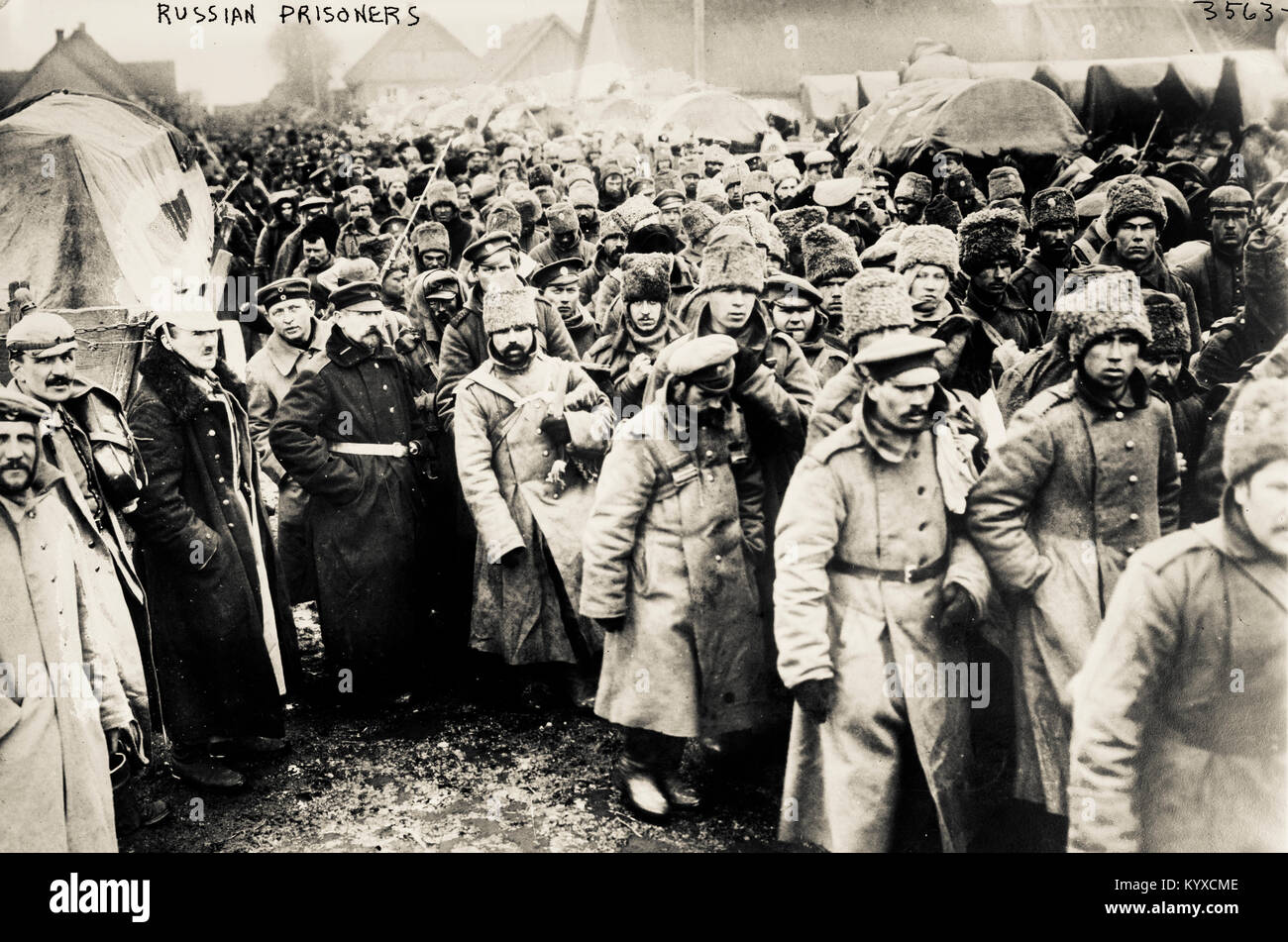 Russian prisoners held during World War One Stock Photo