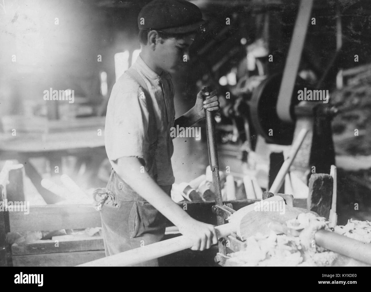 Operating a Boring Machine Stock Photo