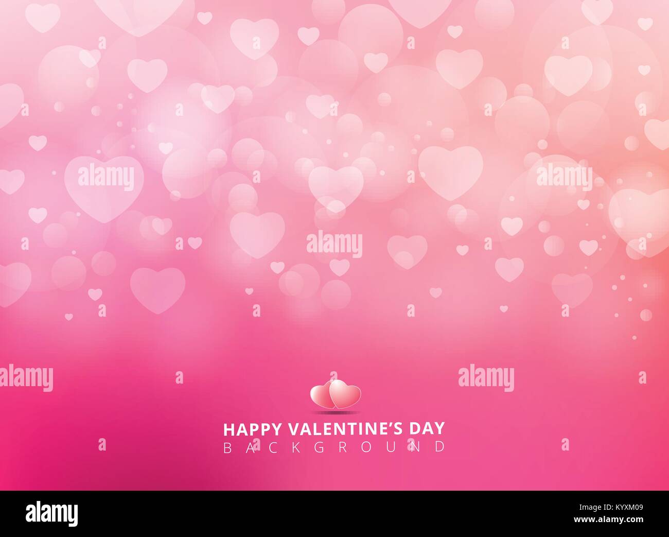 Happy valentines day with shining heart bokeh on pink background ...