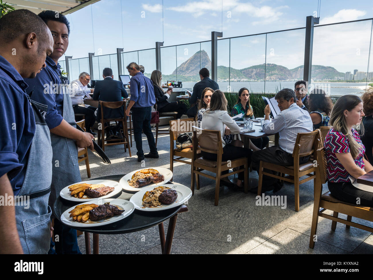 Brazilian churrasco at restaurant with a view Stock Photo