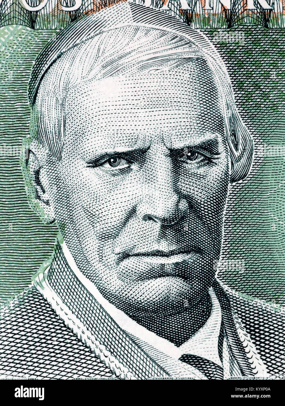 Motiejus Valancius portrait from Lithuanian money Stock Photo