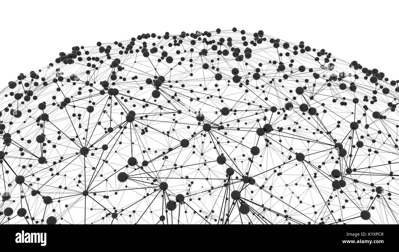 Sphere with Connected Lines and Dots Stock Photo - Alamy
