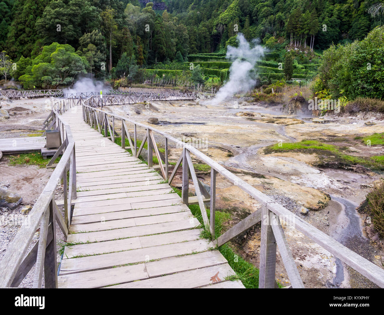 Fumarolas da Lagoa das Furnas on Sao Miguel island, Azores Stock Photo