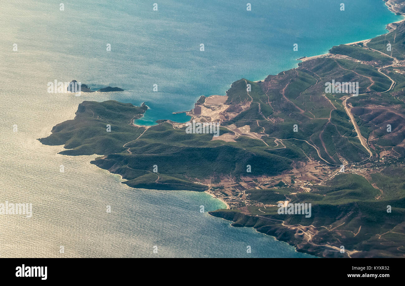 Aerial view of the Mediterranean coast in southern Turkey. Stock Photo