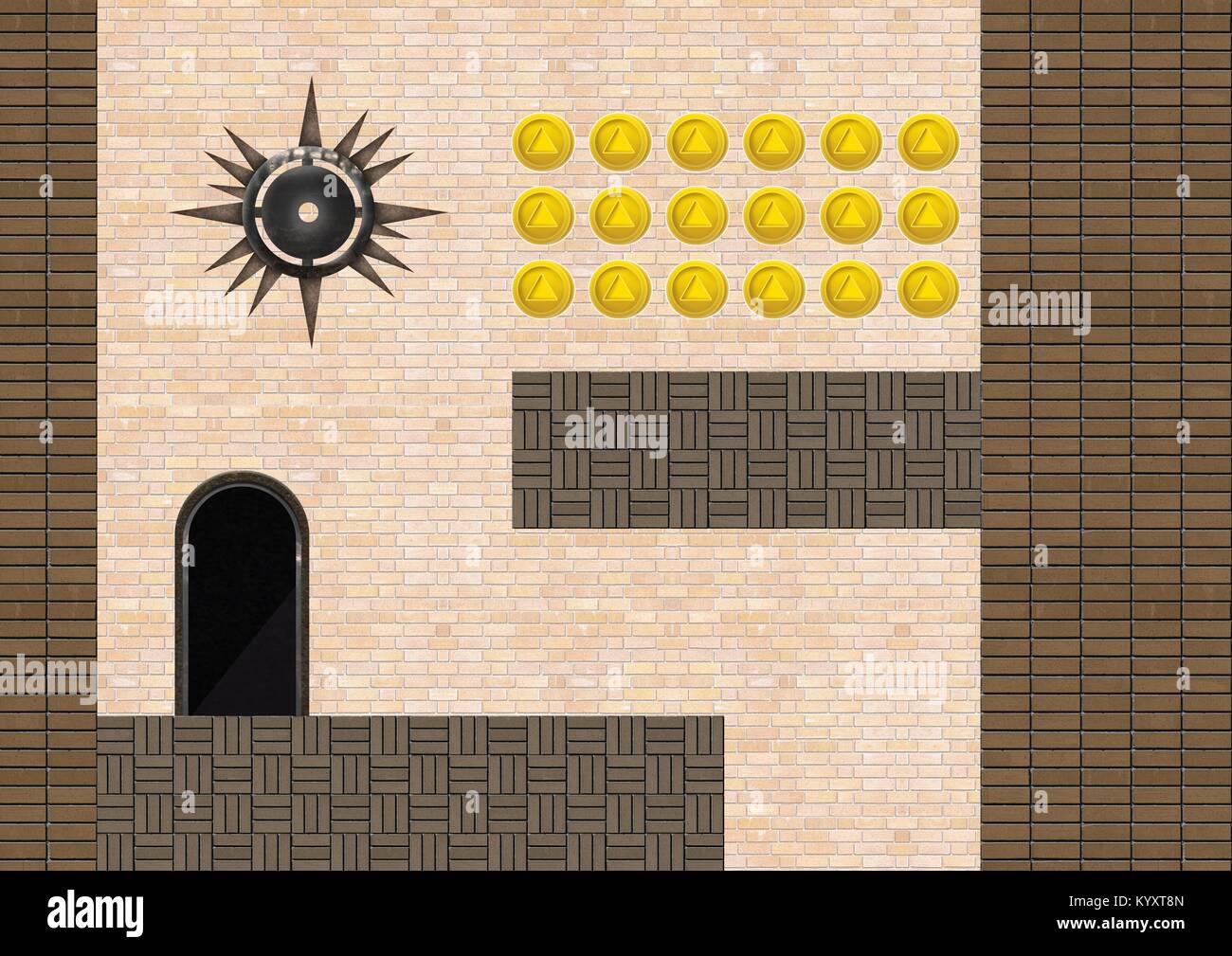 Computer Game Level with coins and trap Stock Photo - Alamy