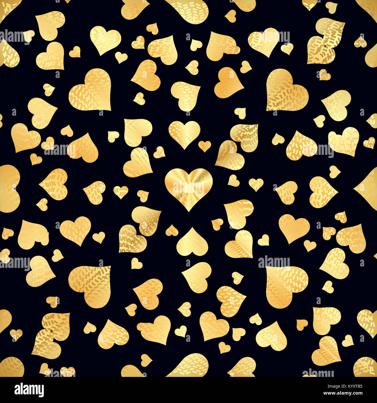 Vector Valentines day seamless pattern background with hearts of gold ...