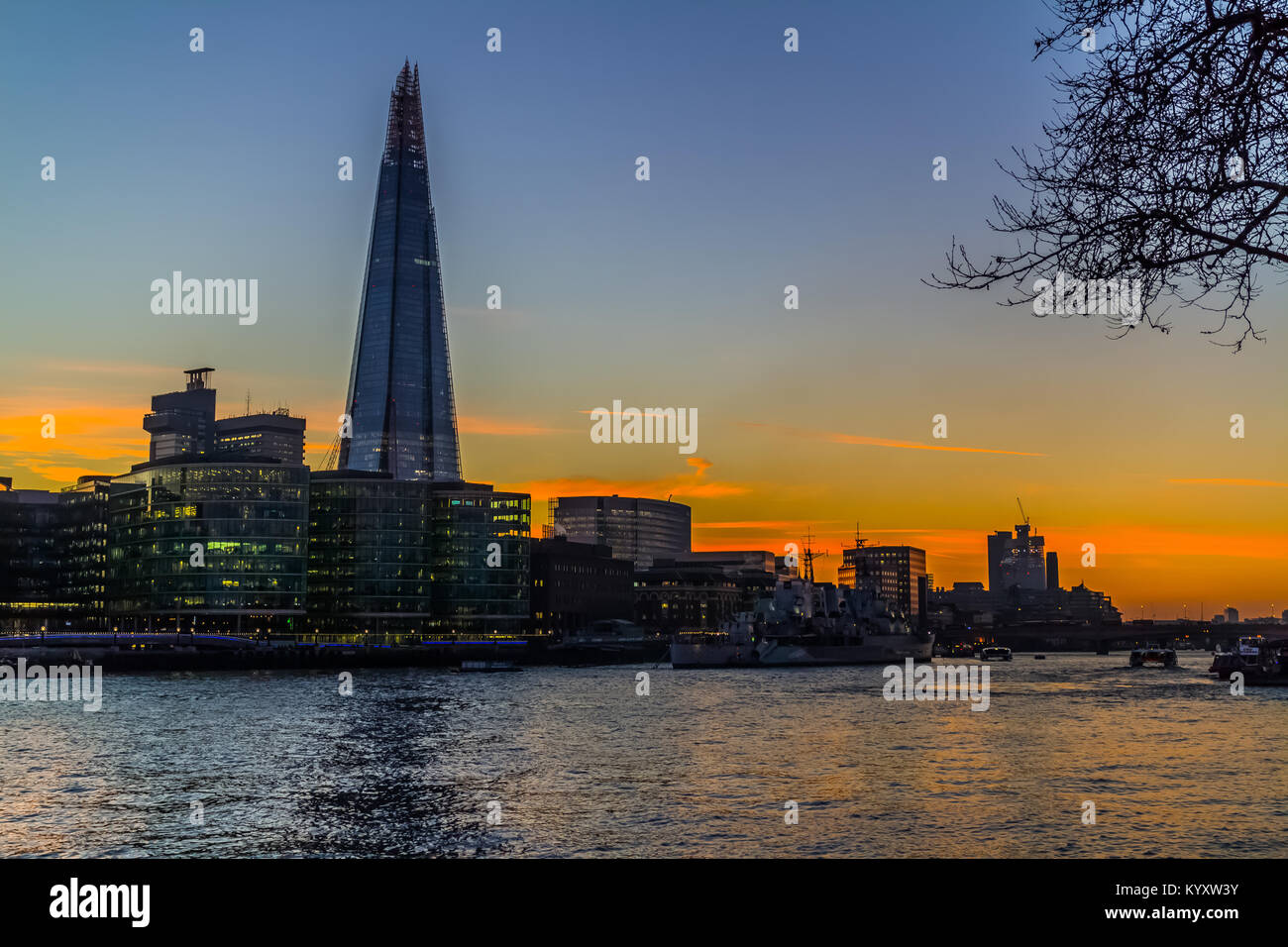 The Shard, Embankment / River Thames, London Stock Photo