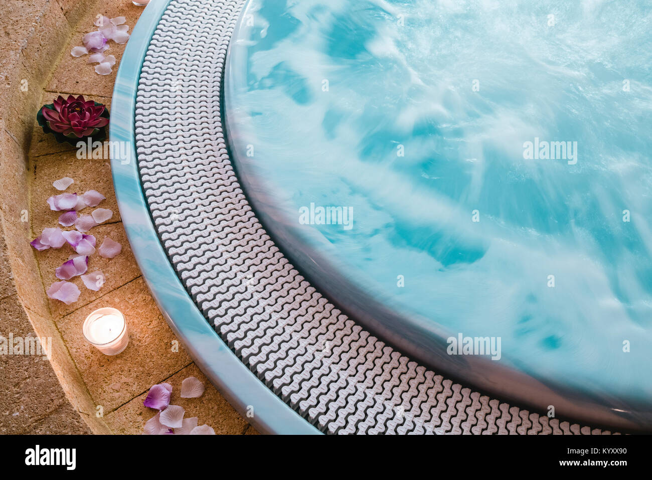 High angle view of smoke emitting from hot spring in hotel Stock Photo