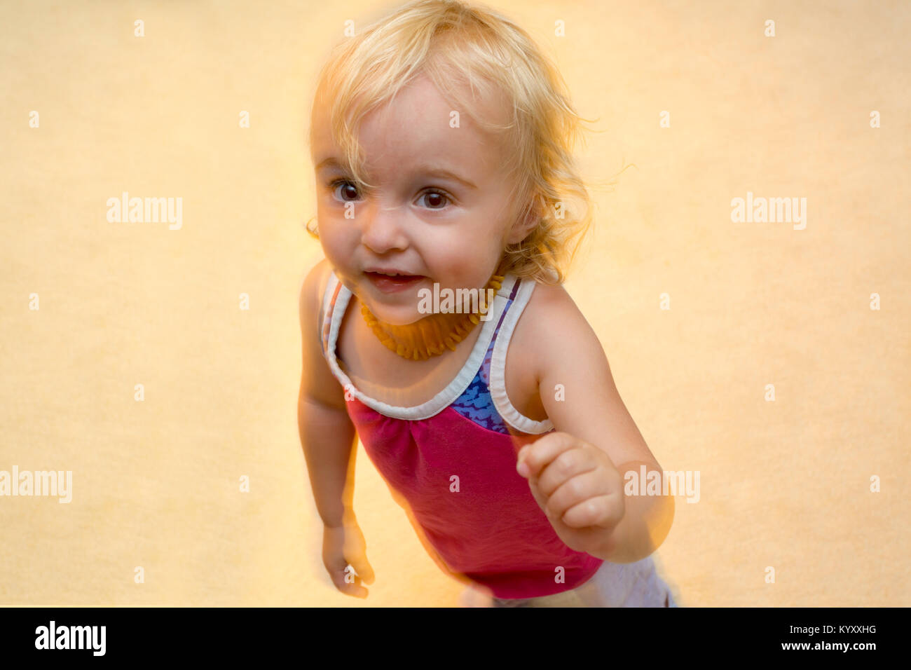 portrait of 1 year old girl looking to camera Stock Photo