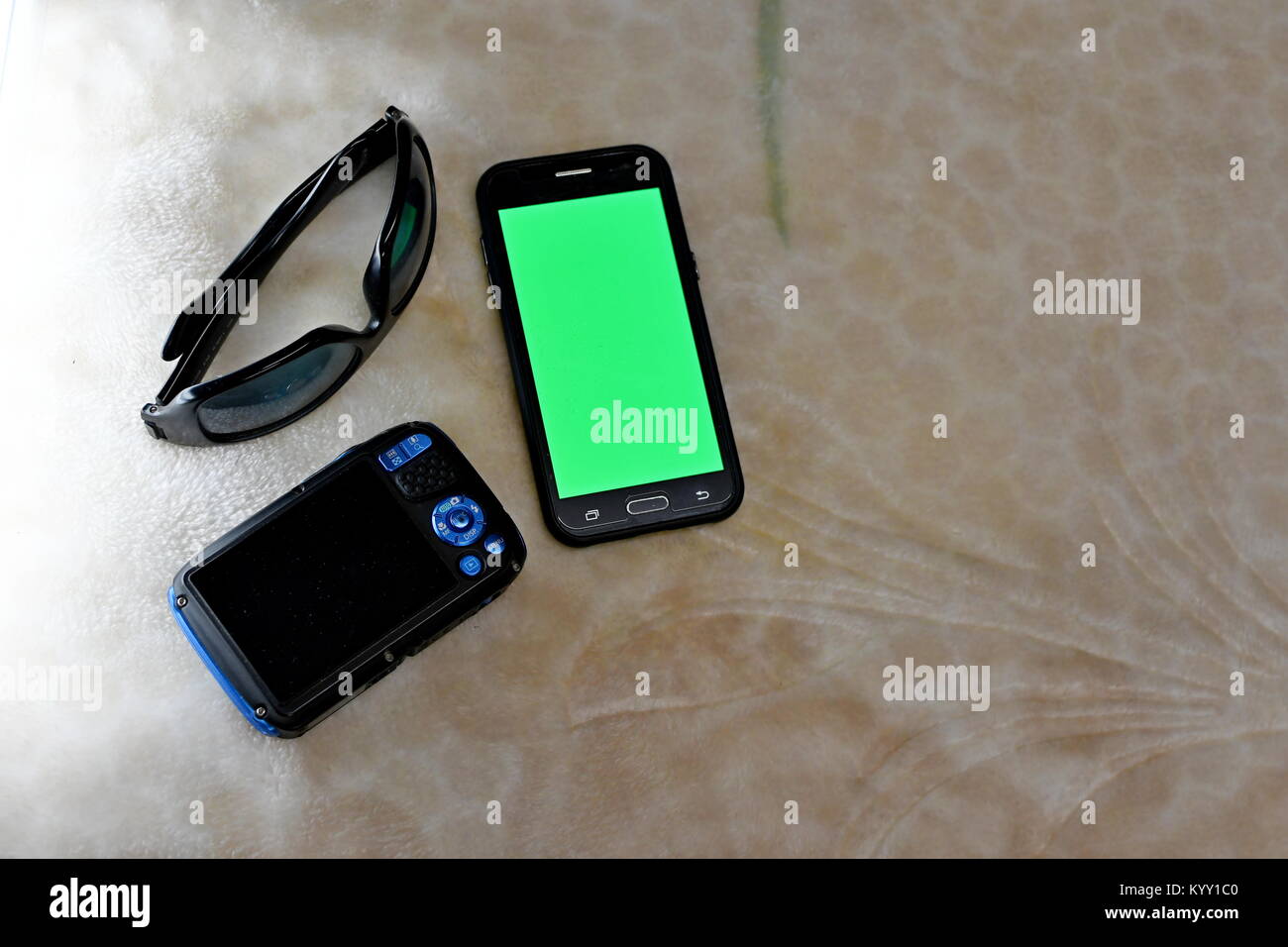 Green screen ready phone for website uploads and web design Stock Photo