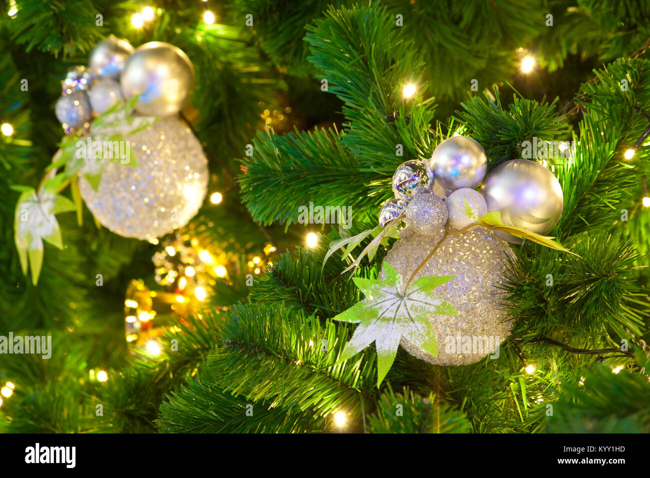 Ornaments on a Christmas Tree Stock Photo Alamy