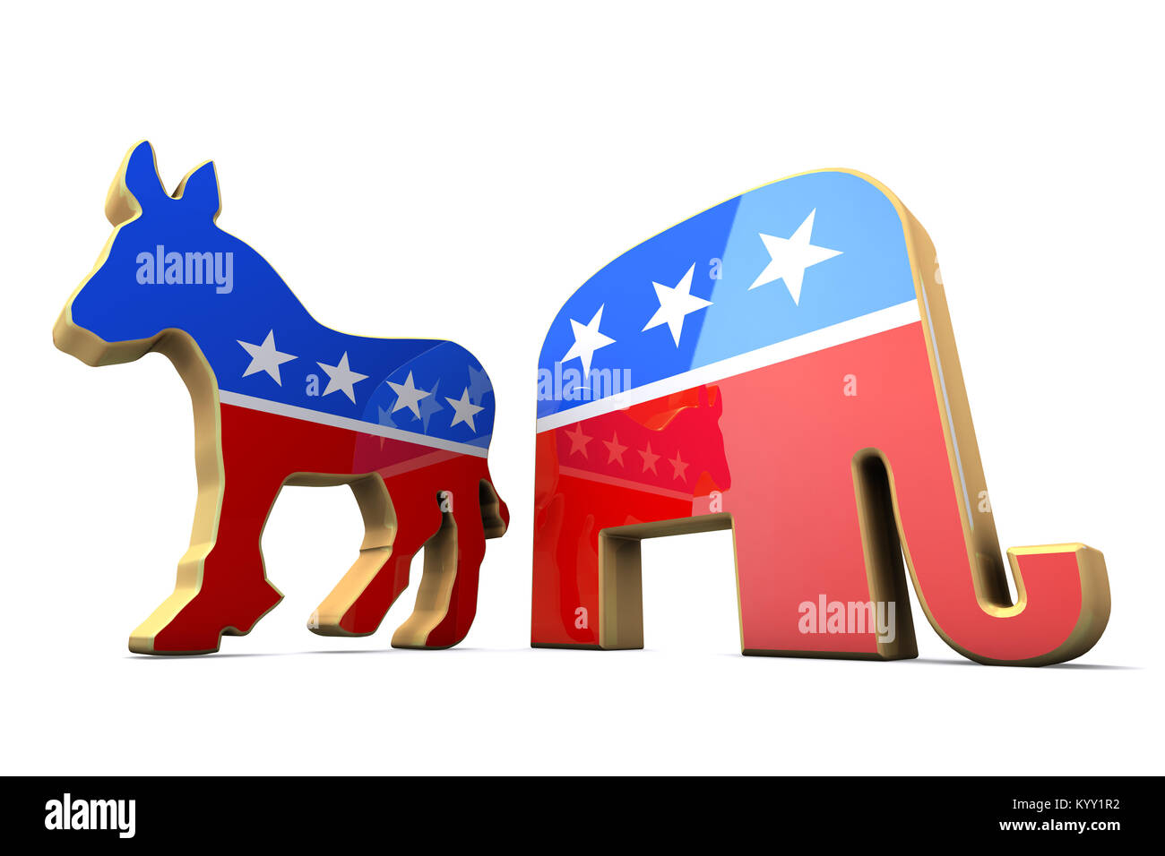 Democrat Party and Republican Party Symbols Stock Photo