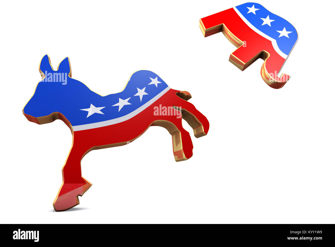 Democrat Party and Republican Party Symbols Stock Photo