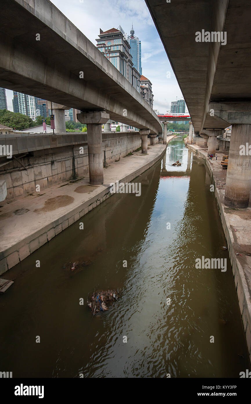 Klang River is part of river of life for Federal of Kuala Lumpur popullation. Stock Photo