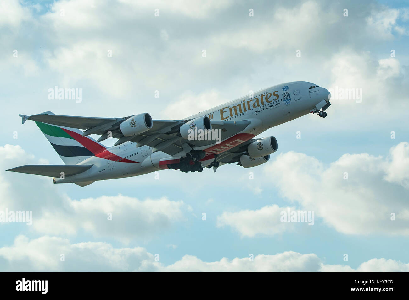 DUBAI, UAE - DECEMBER, 2016: Airbus A380 Stock Photo