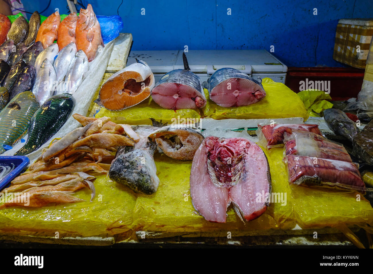 Fish for sale at seafood market in Manila, Philippines. Stock Photo