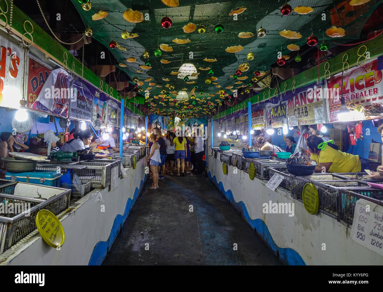 Manila, Philippines Apr 13, 2017. Seafood market of Seaside Dampa