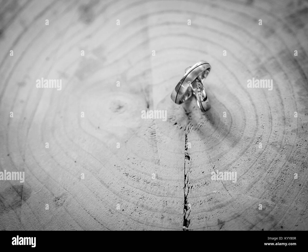 wedding rings in black and white Stock Photo