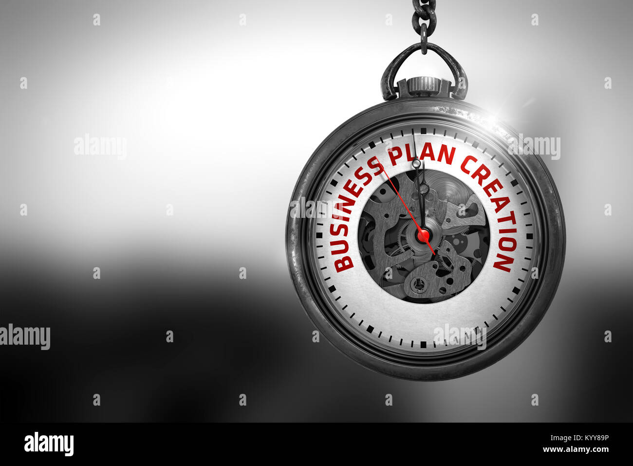 Business Plan Creation on Pocket Watch. 3D Illustration. Stock Photo