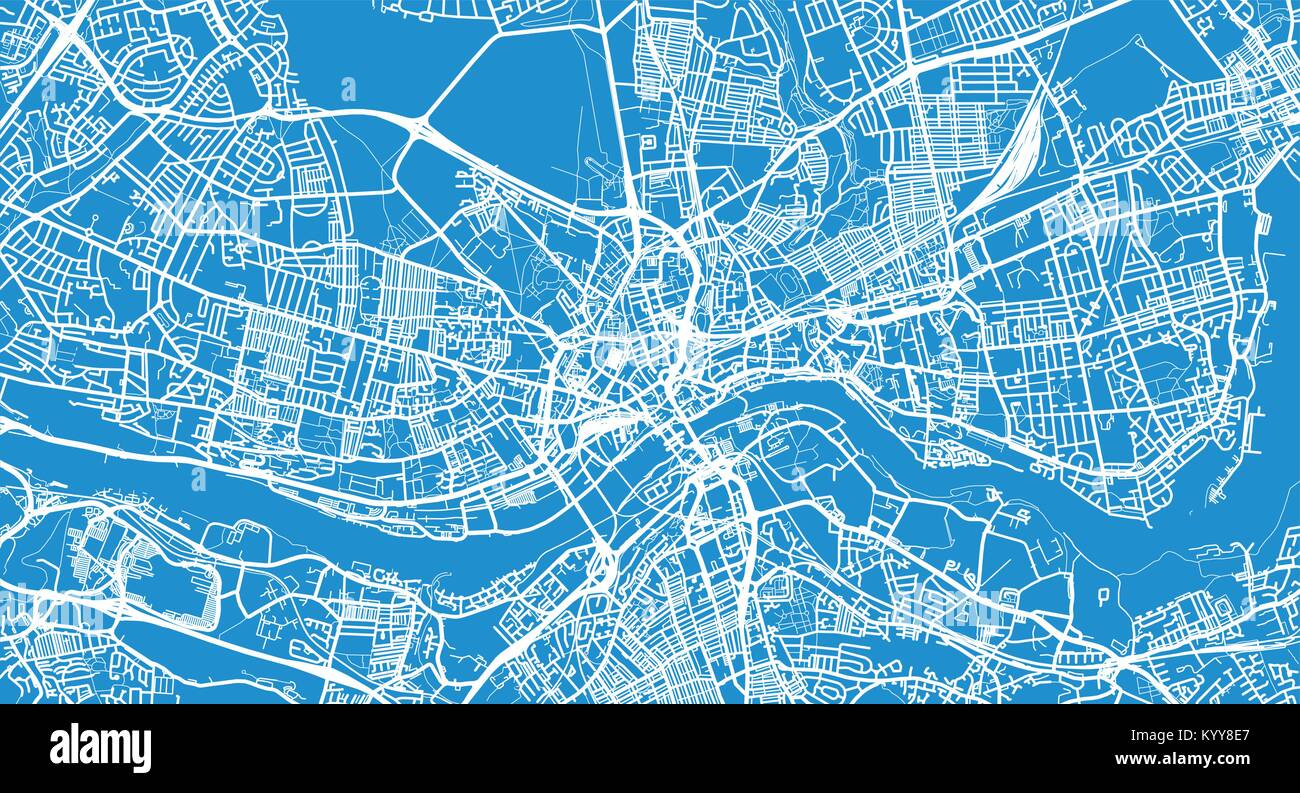 Urban Vector City Map Of Newcastle England KYY8E7 