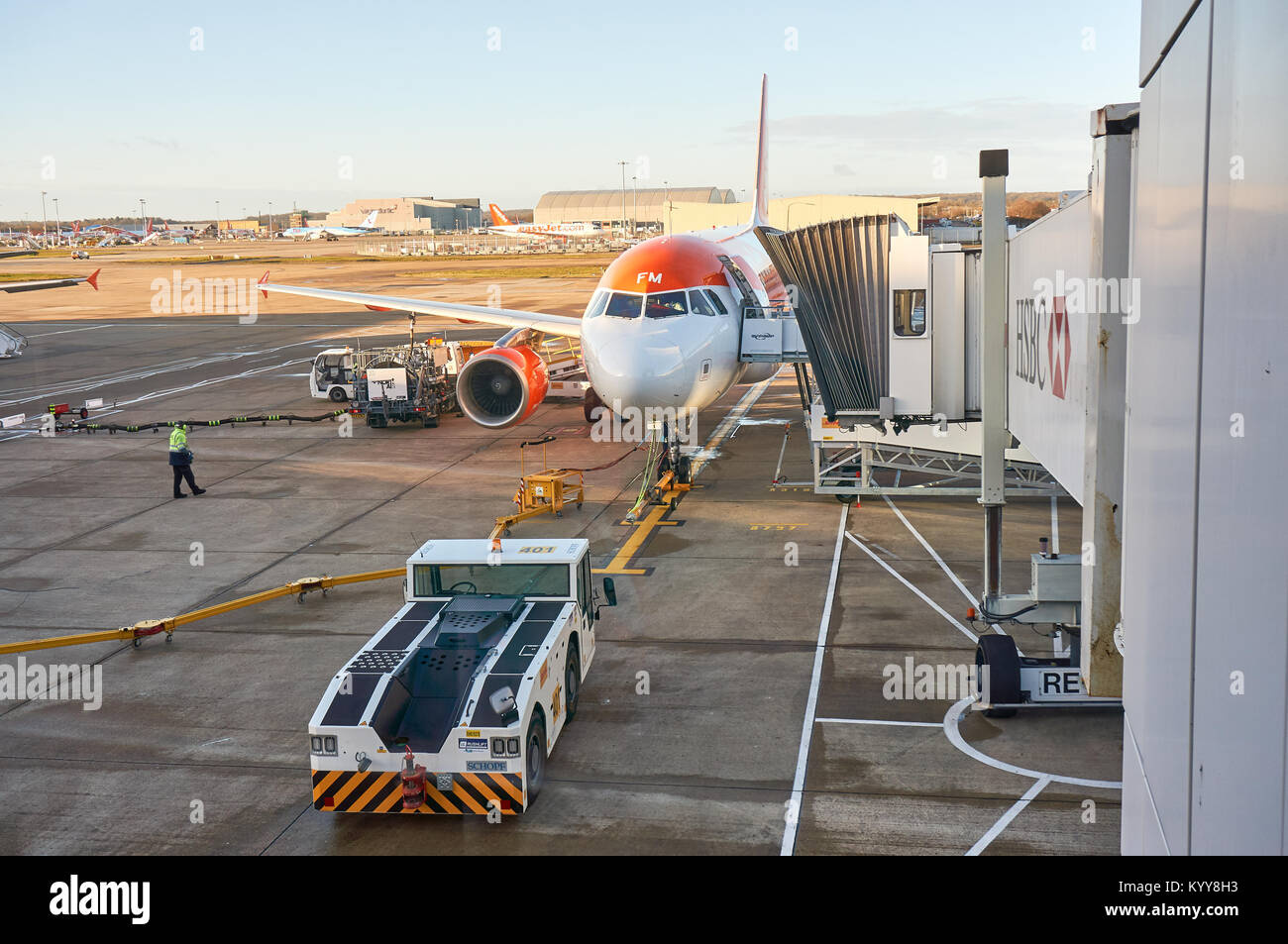 An Easyjet aircraft on stand at Gatwick Airport, London Stock Photo Alamy