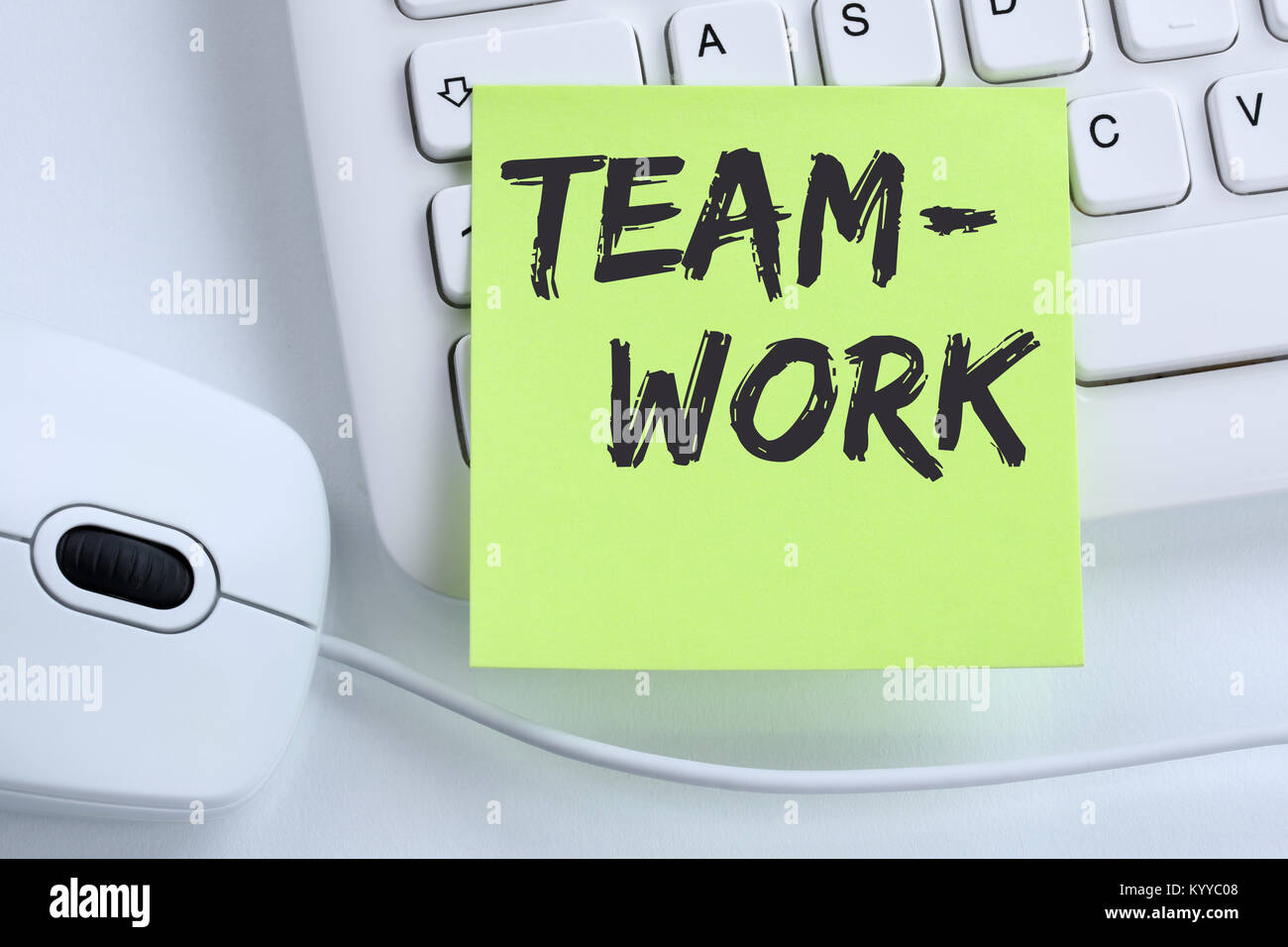 Teamwork team working together business concept success mouse computer keyboard Stock Photo