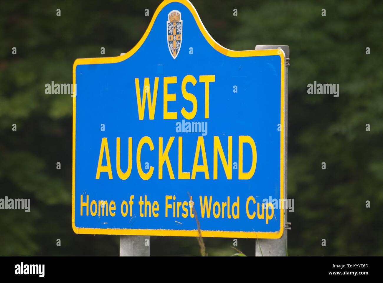 West Auckland sign, County Durham Stock Photo