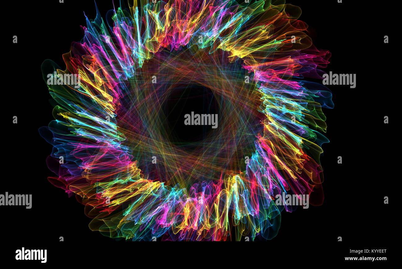 Colorful fusion spectrum circle on black background. Flame spiral ...