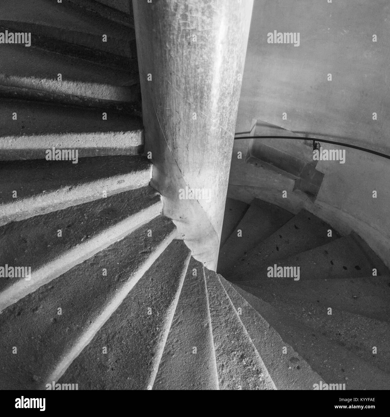 Elevated view of concrete staircase, Prague, Czech Republic Stock Photo
