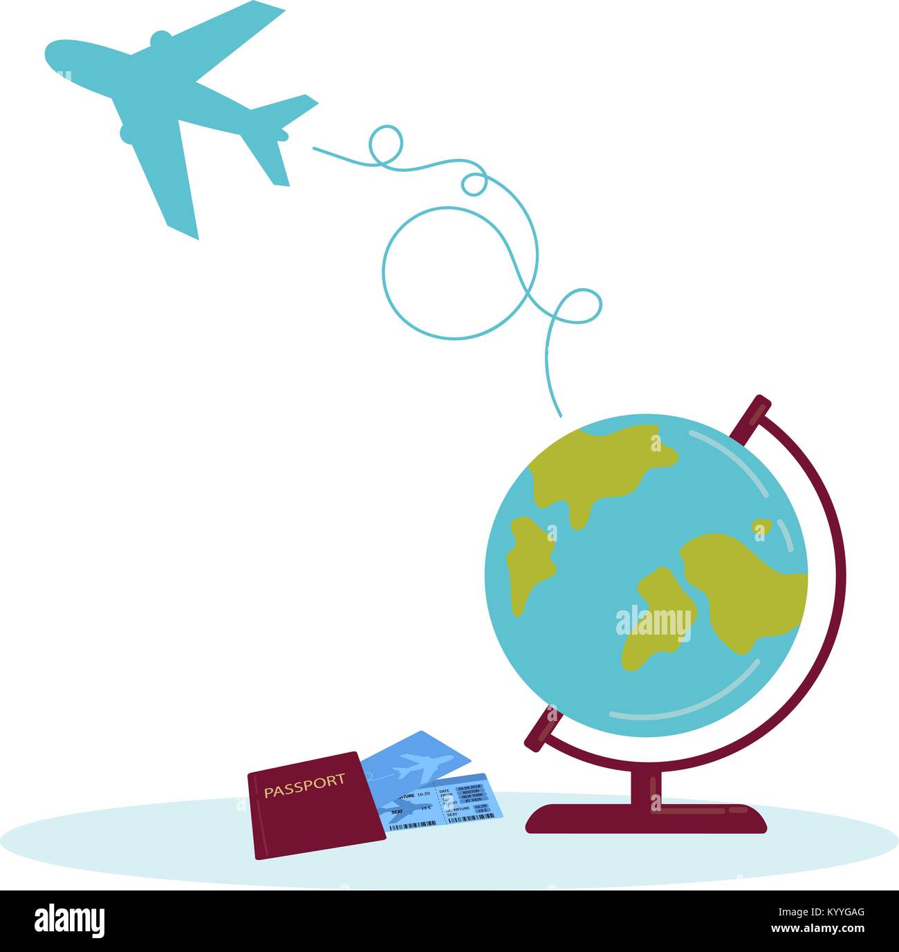 Airplane route around world globe hi-res stock photography and images ...