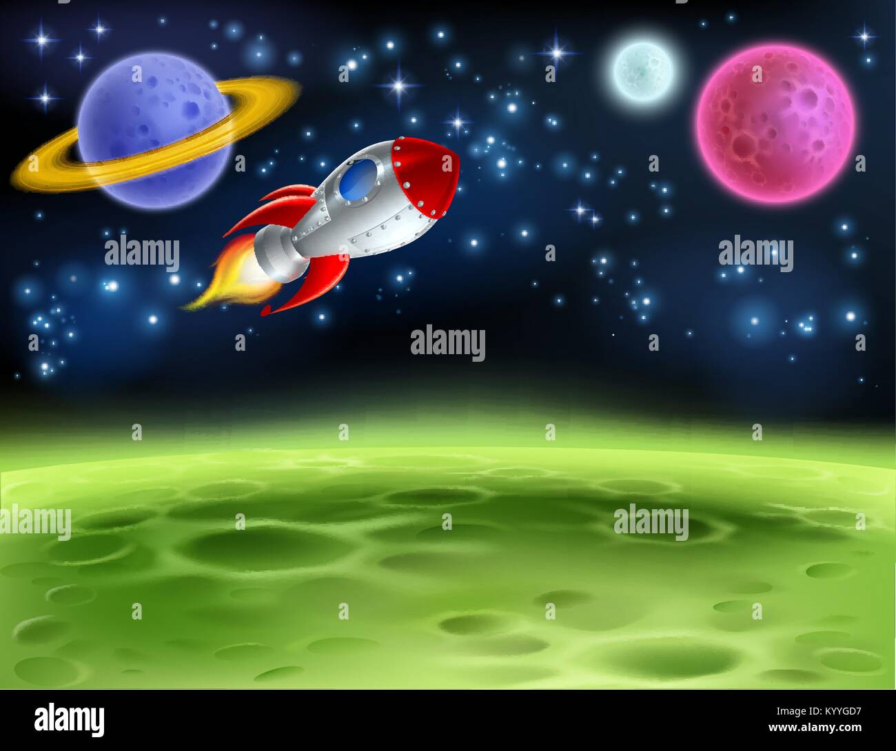 Outer Space Planet Cartoon Background Stock Vector