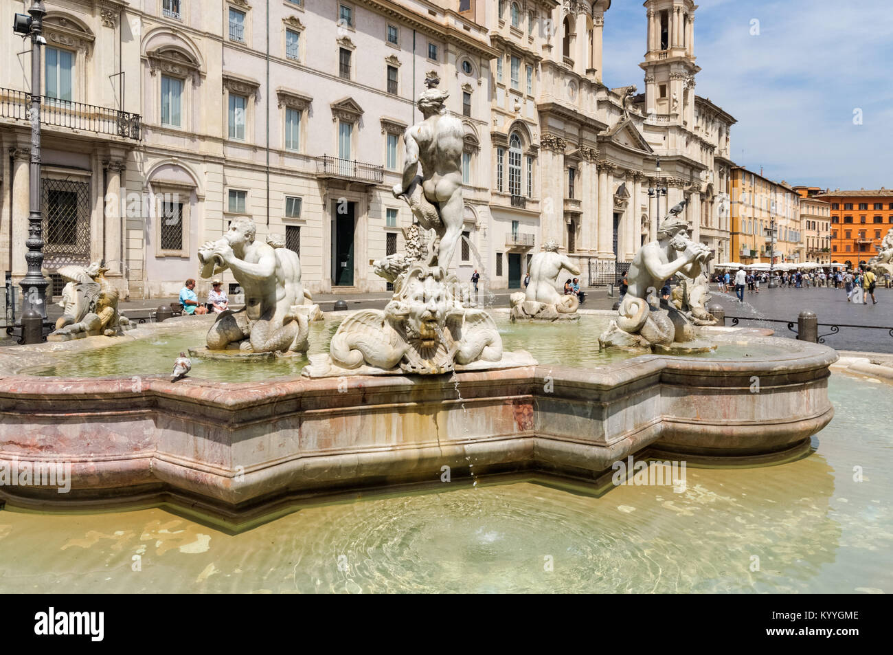 Fontana del Moro (Moor Fountain) in the Piazza Navona, Rome, Italy Stock Photo