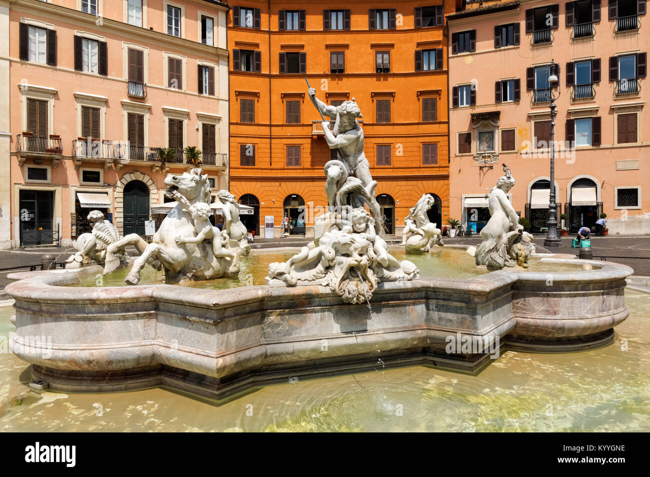 The Fountain of Neptune in the Piazza Navona, Rome, Italy Stock Photo
