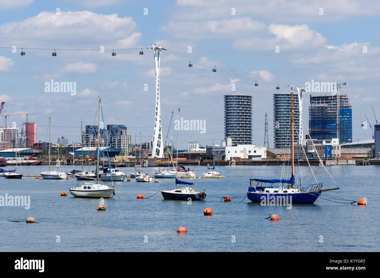Yachts and boats on the River Thames in London, England United Kingdom