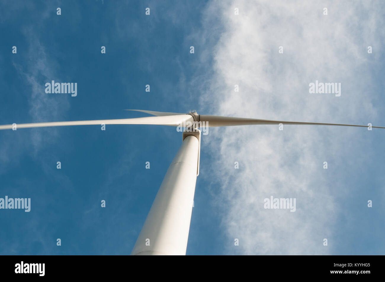Blades of a wind turbine rotate as clouds pass overhead Stock Photo Alamy