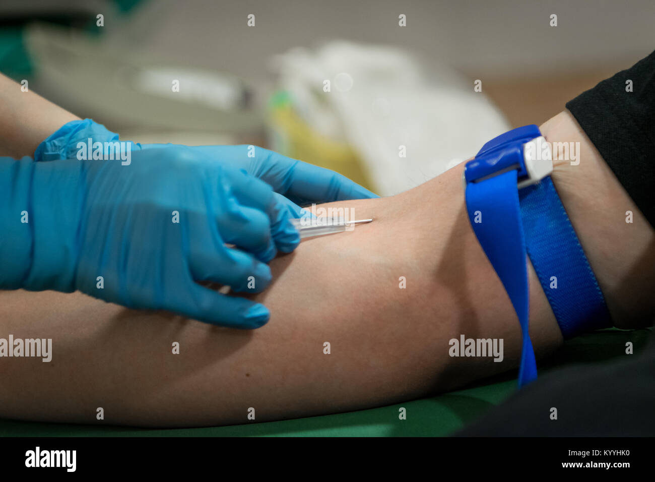 Process of giving blood including syringe injection Stock Photo Alamy