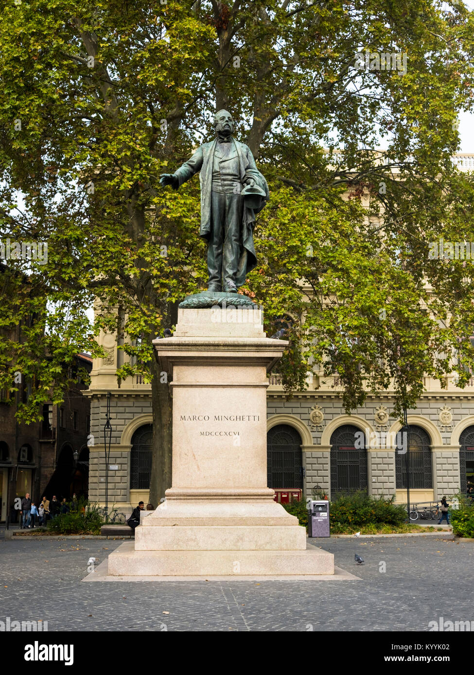 Statue of Marco Minghetti, Prime Minister of Italy 1873 - 1876, in Bologna, Italy Stock Photo