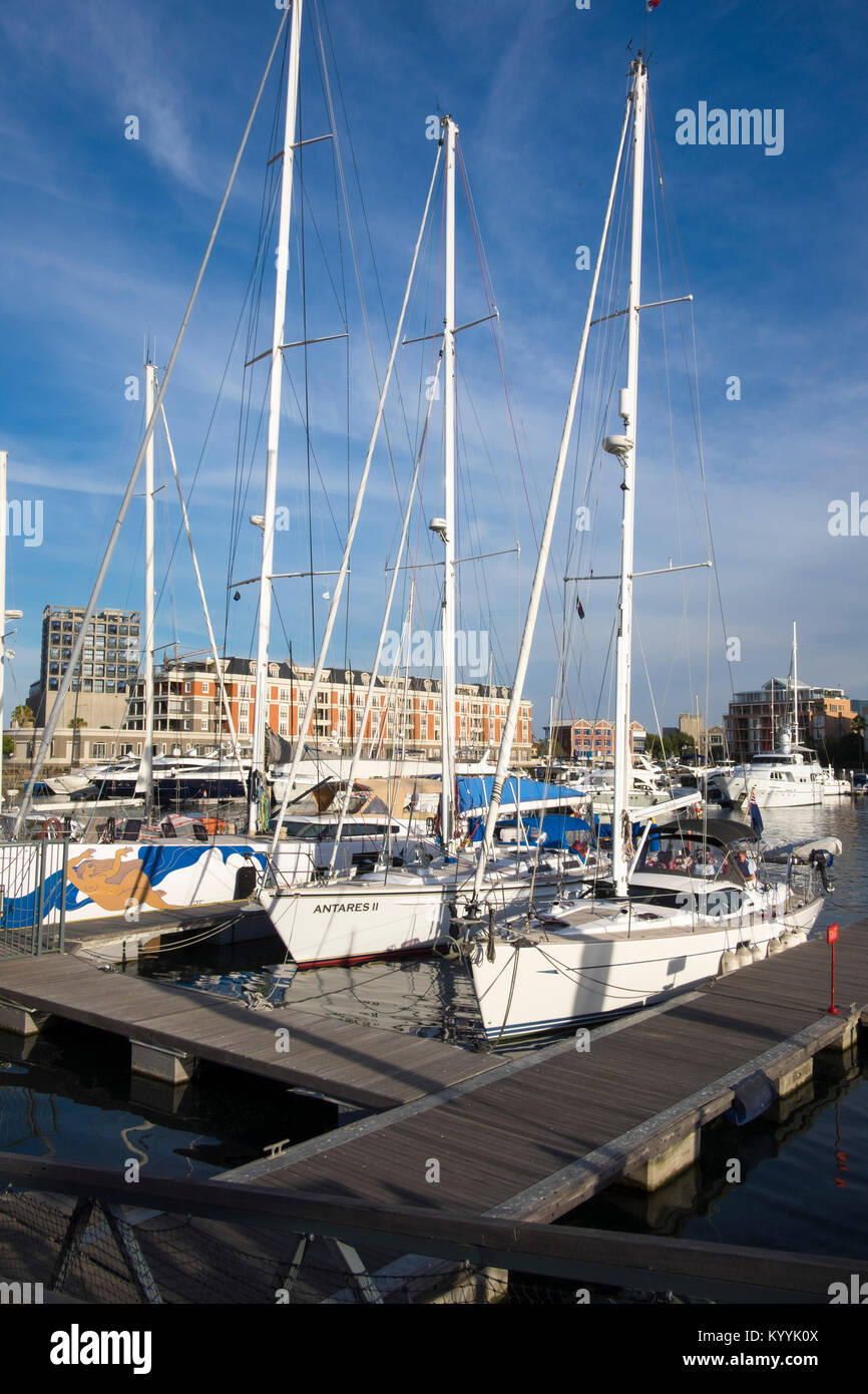 Boats in the marina at the V&A Waterfront, Cape Town, South Africa Stock Photo