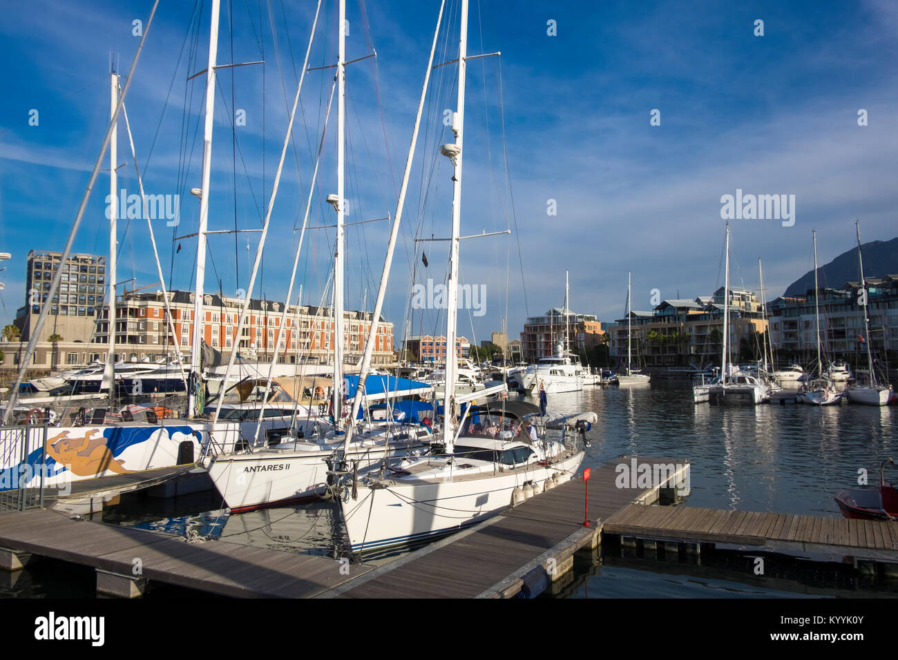 Boats in the marina at the V&A Waterfront, Cape Town, South Africa Stock Photo