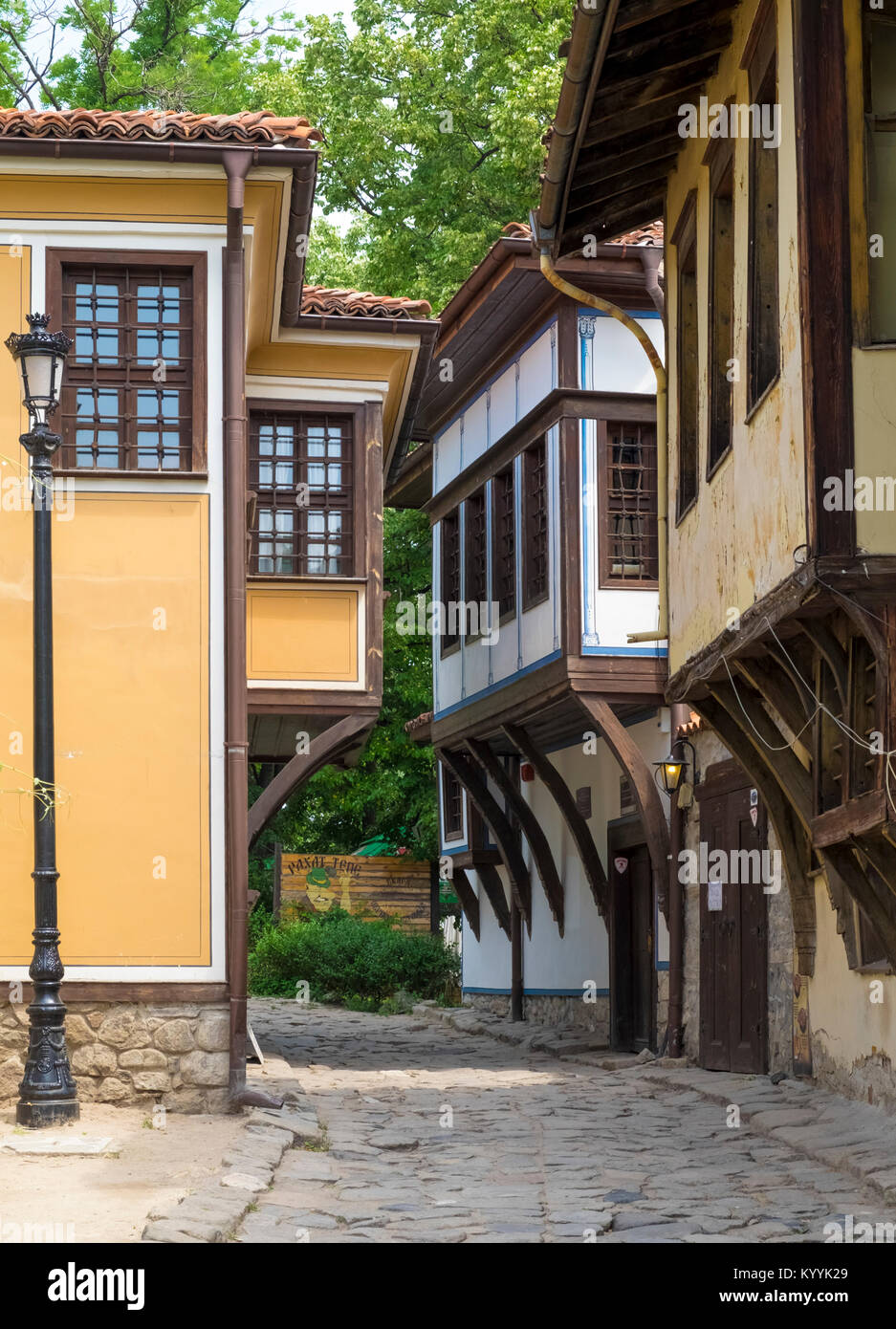 Houses, in the National Revival style, in the Old Town, Plovdiv, Bulgaria, Europe Stock Photo